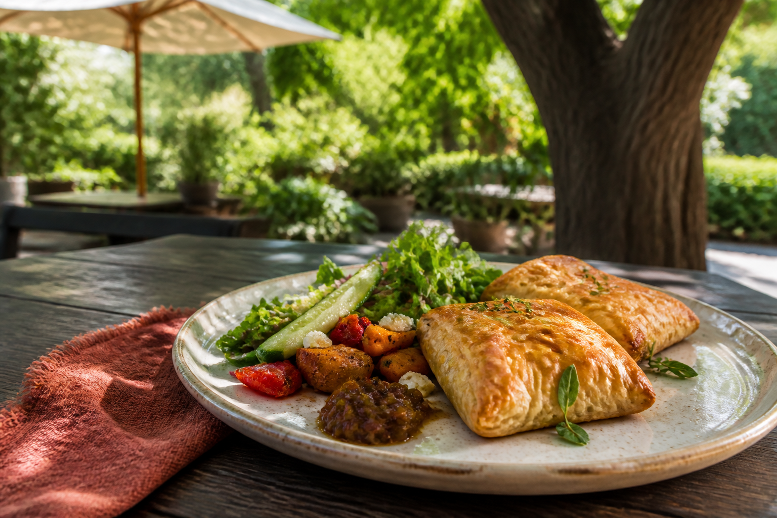 Bobotie parcels with a fresh salad